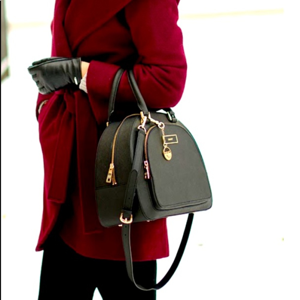 DKNY Saffiano Leather Top Zip Round Satchel - Picture 2 of 11